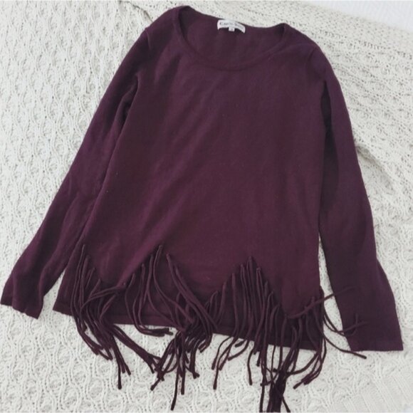 Y2K Carol Rose Soft Burgundy Fringe Knit Top - Picture 8 of 8